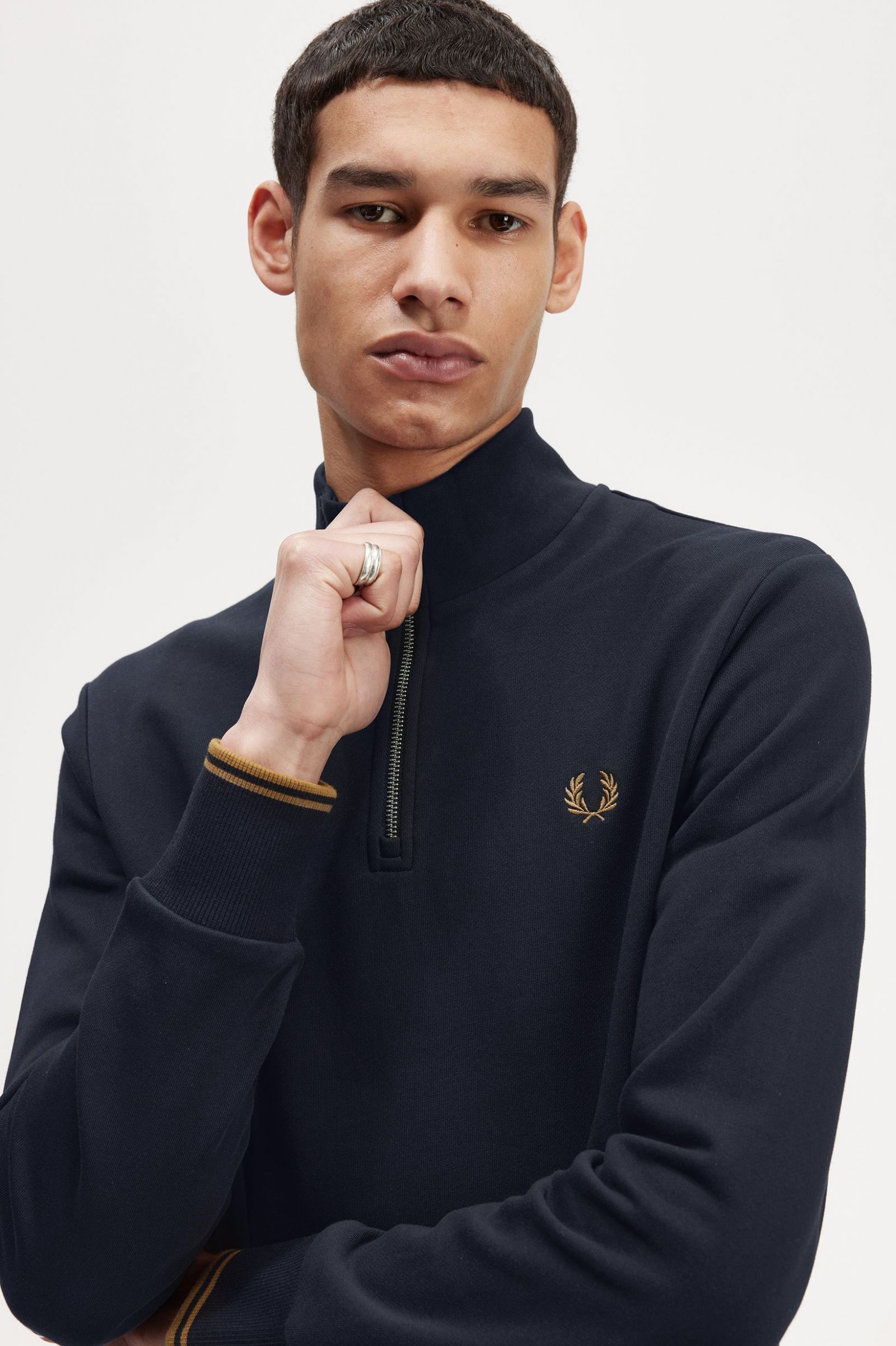 Half Zip Sweatshirt Navy / Dark Caramel