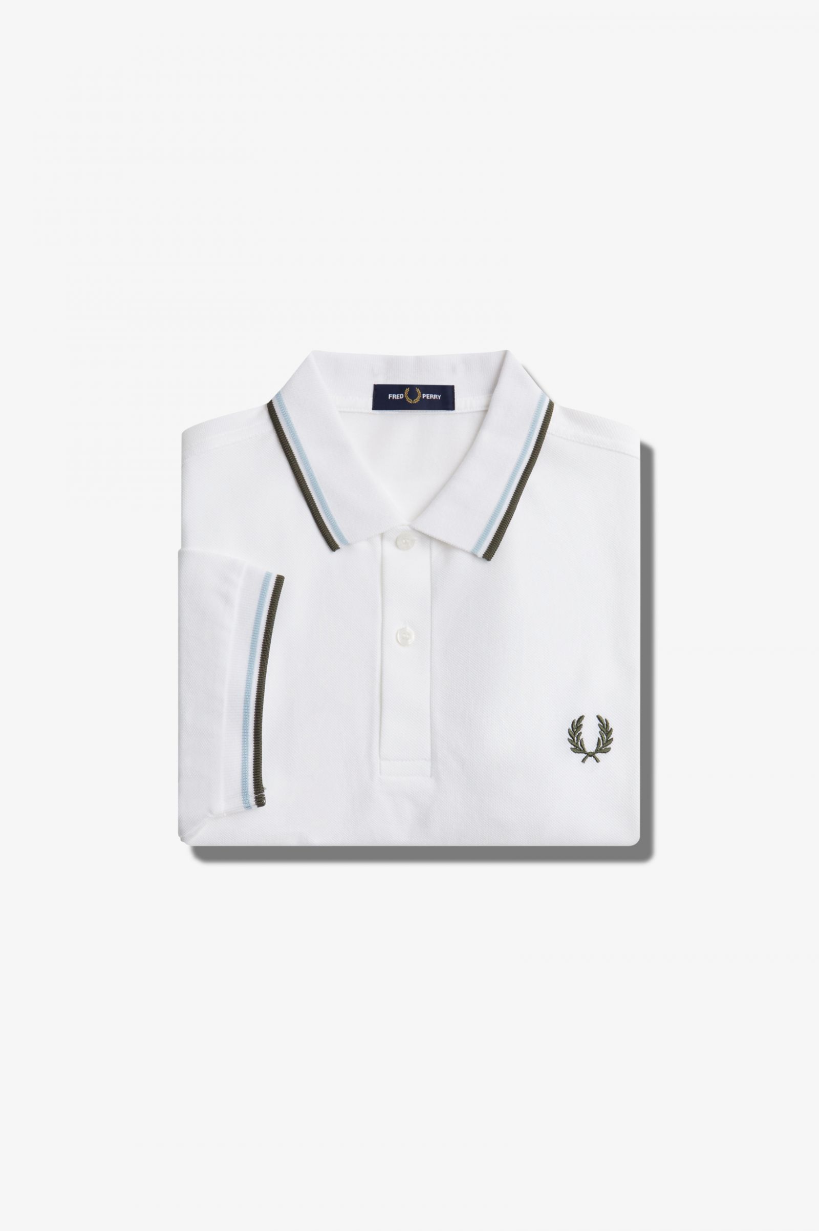 The Fred Perry ShirtM3600 White / Light Ice / Field Green