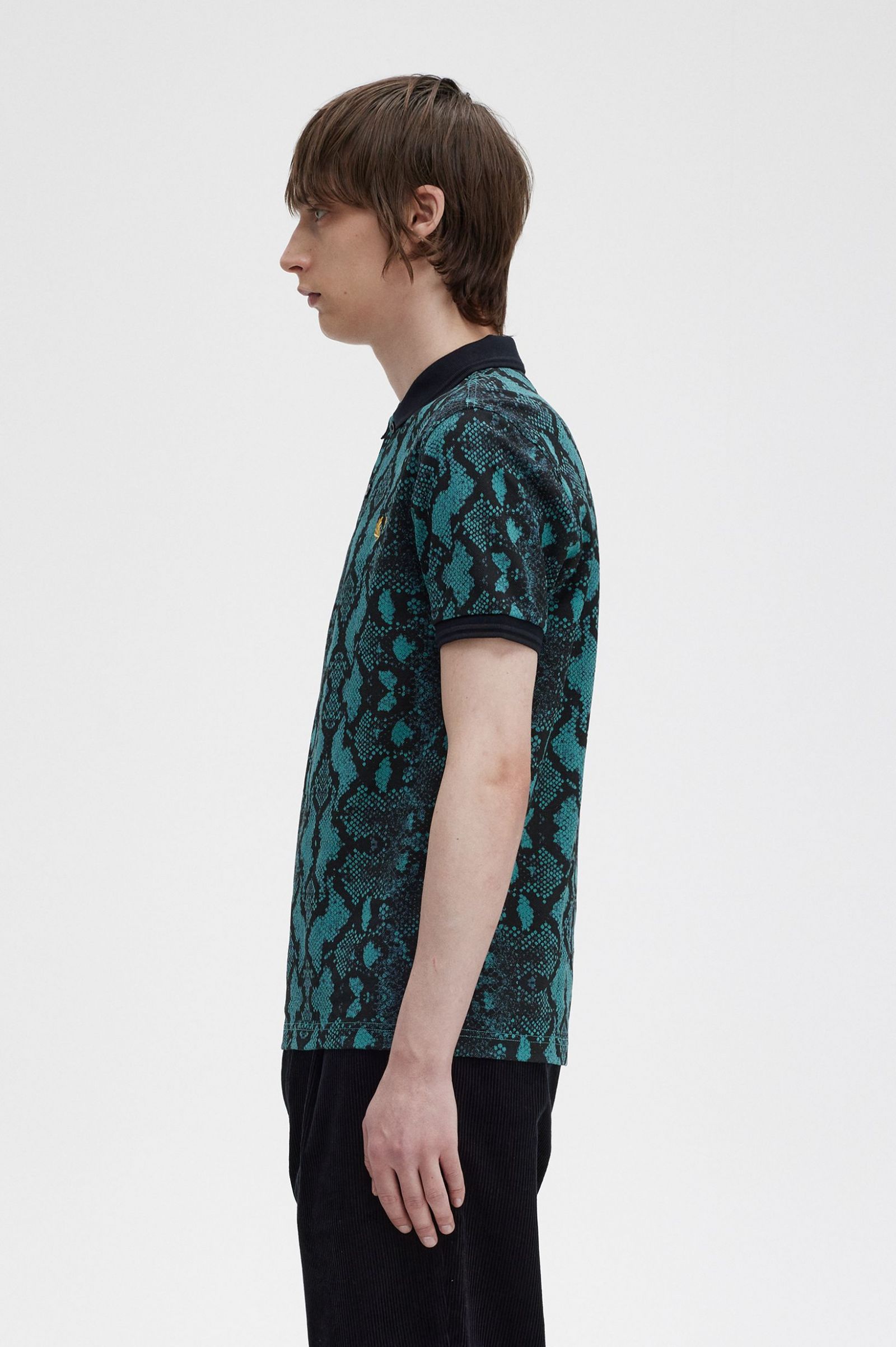 Snake Print Fred Perry Shirt Deep Mint