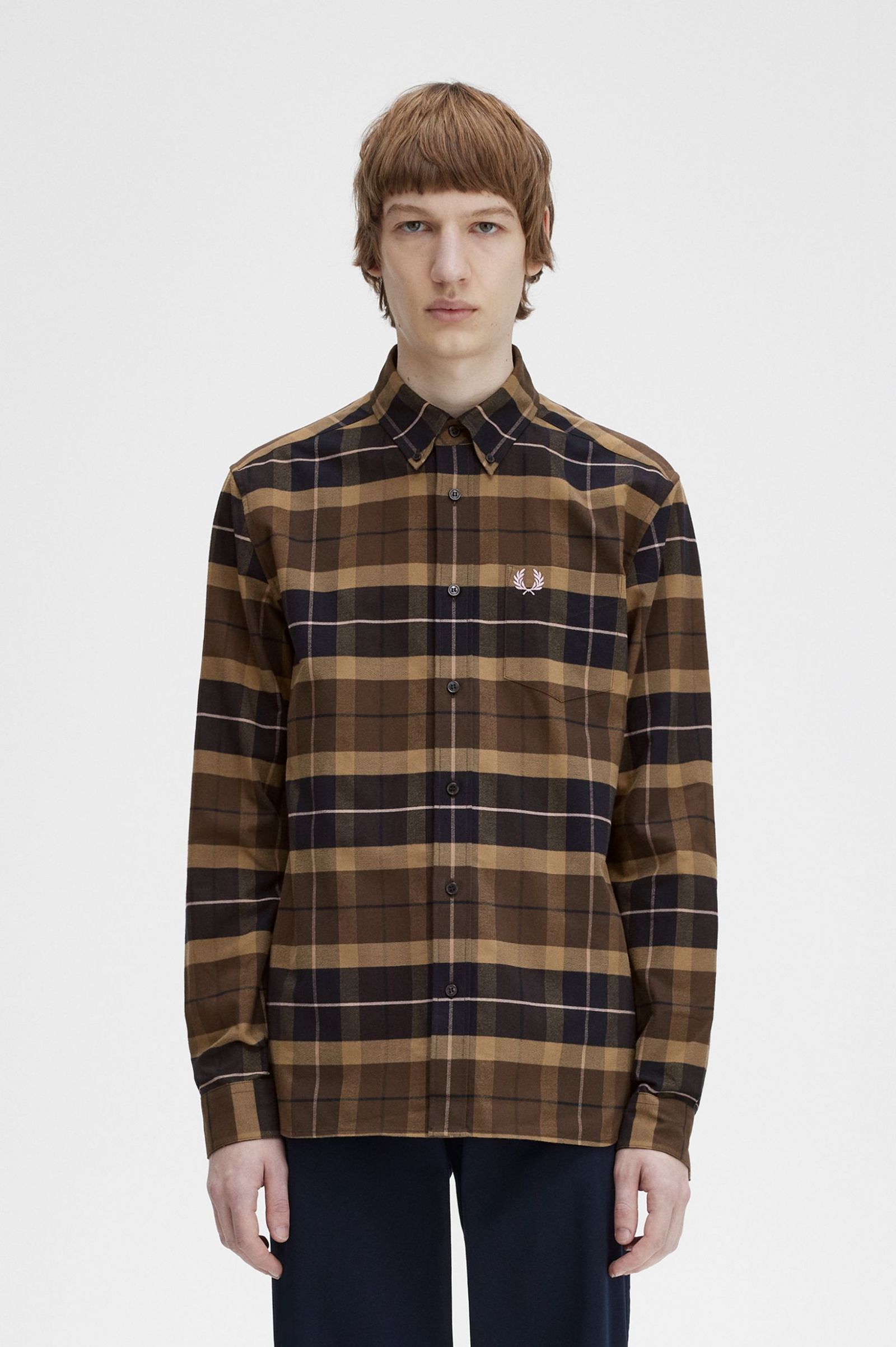 Brushed Tartan Shirt Burnt Tobacco