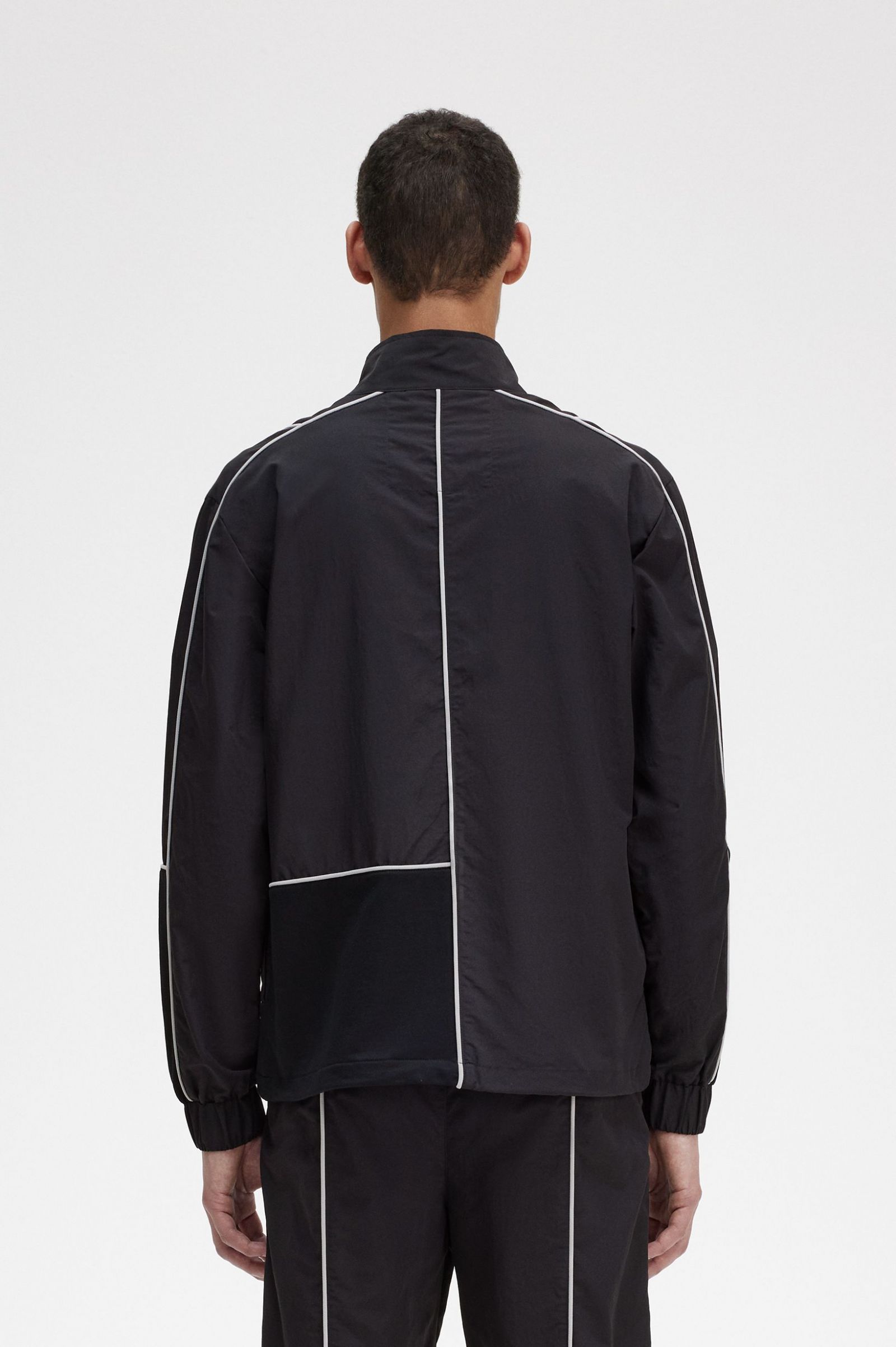 Piped Shell Jacket Black