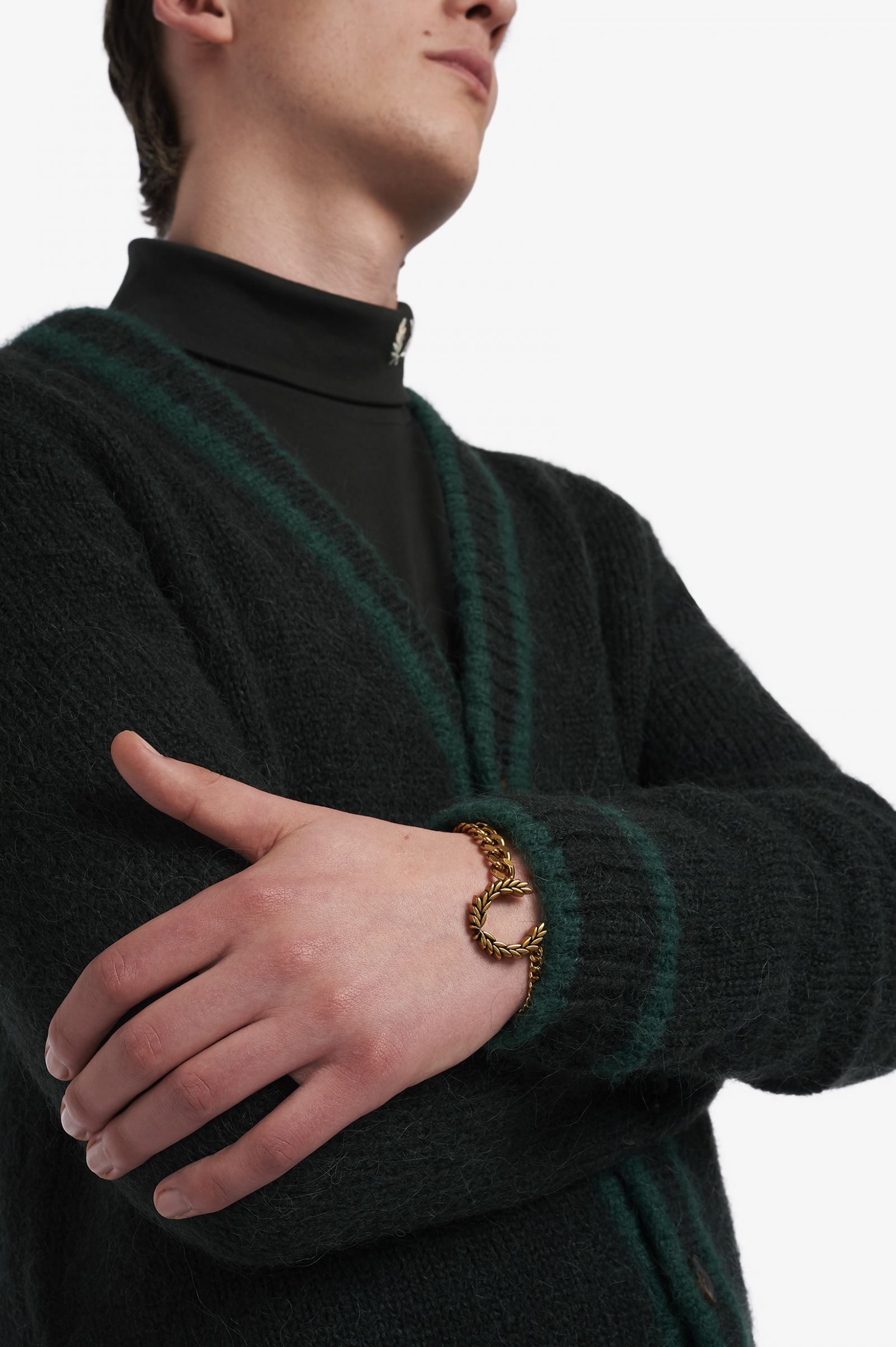 Double Chain Laurel Wreath Bracelet Gold