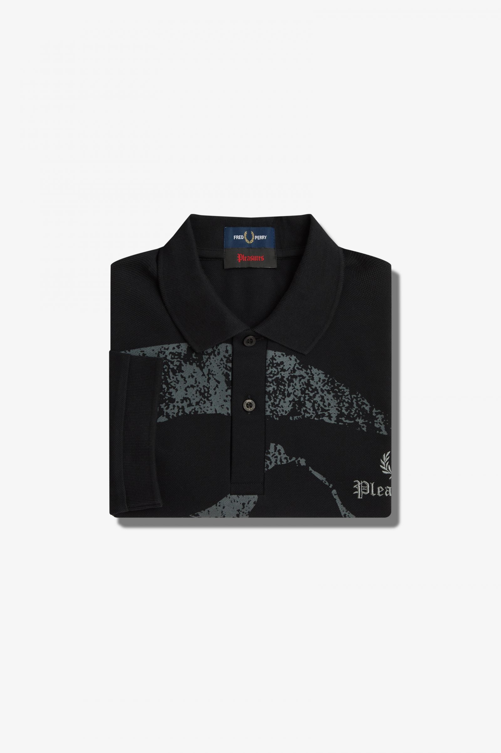 PleasuresSkull Fred Perry Shirt Black