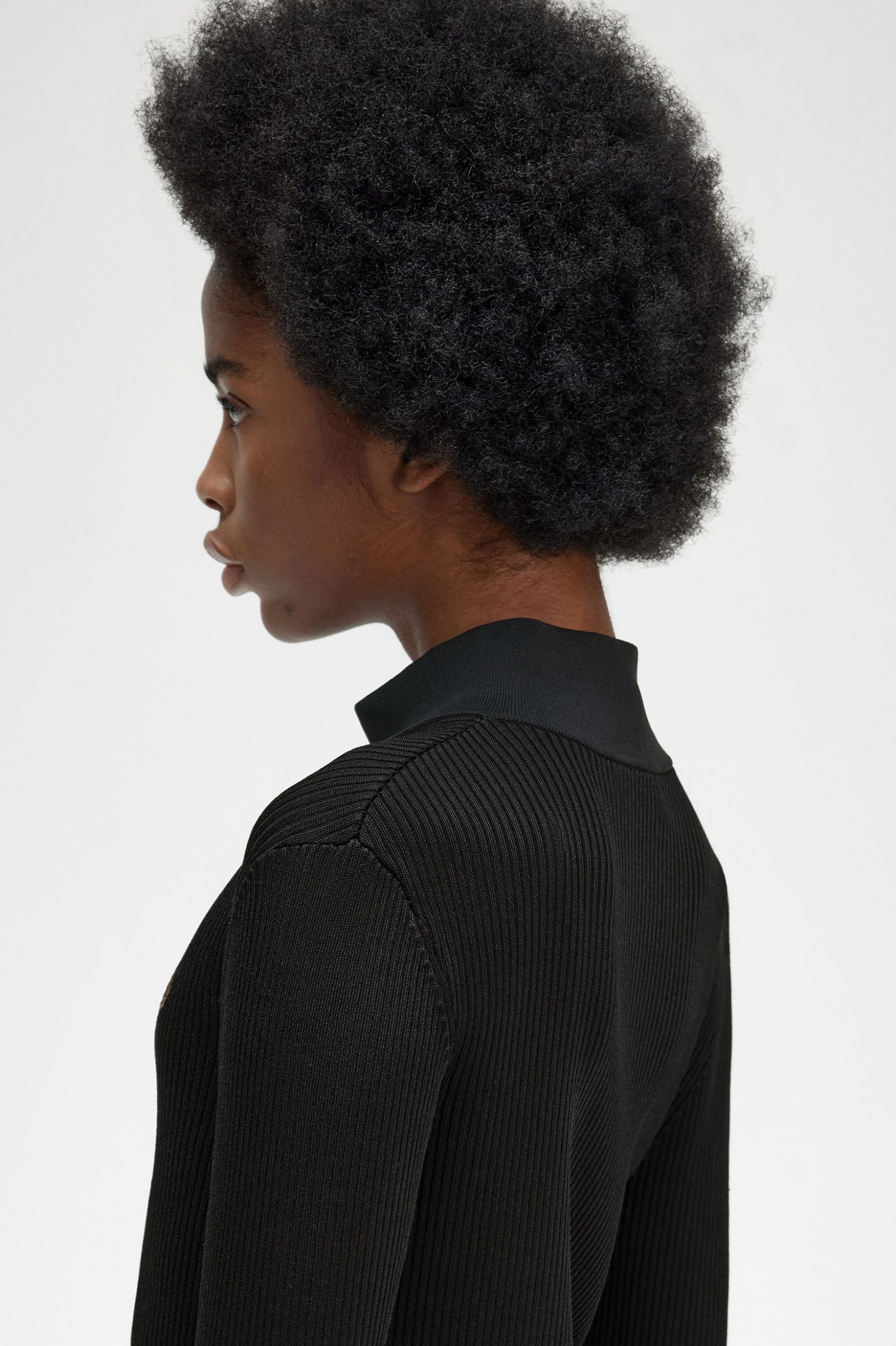 Ribbed Zip Through Jumper Black