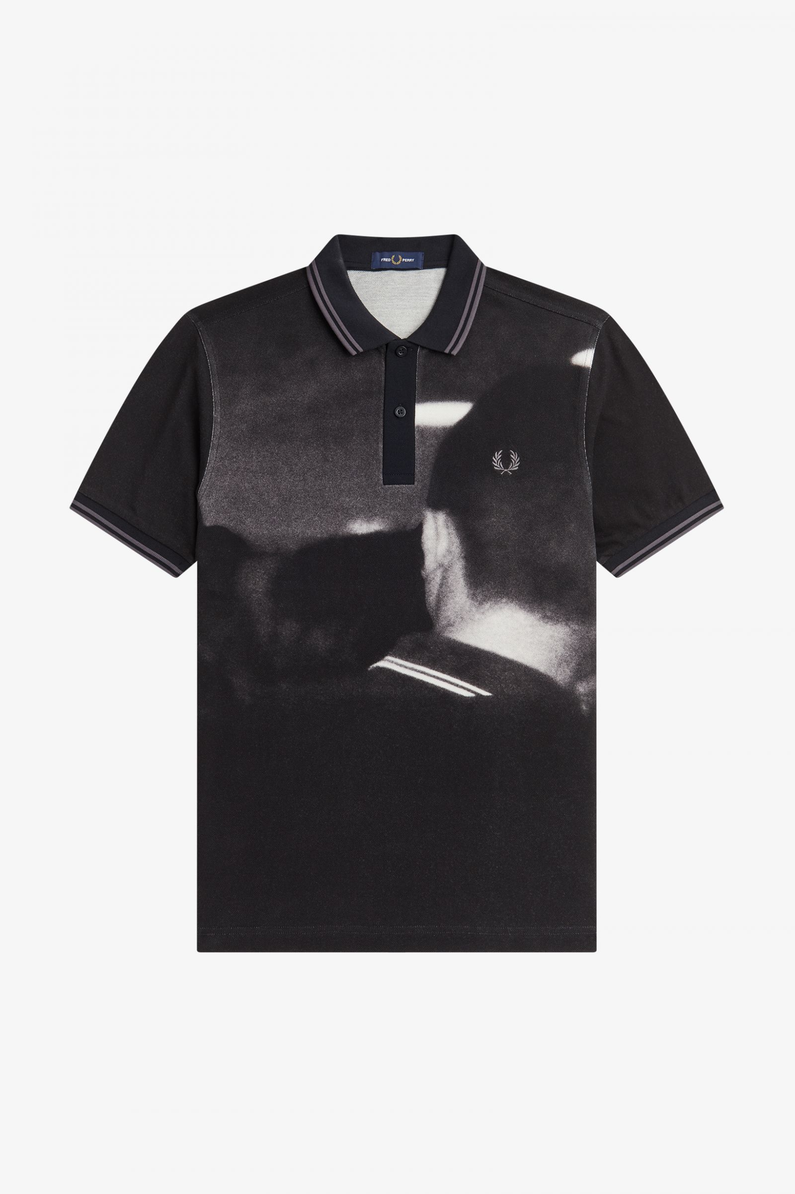 Rave Graphic Fred Perry Shirt Black