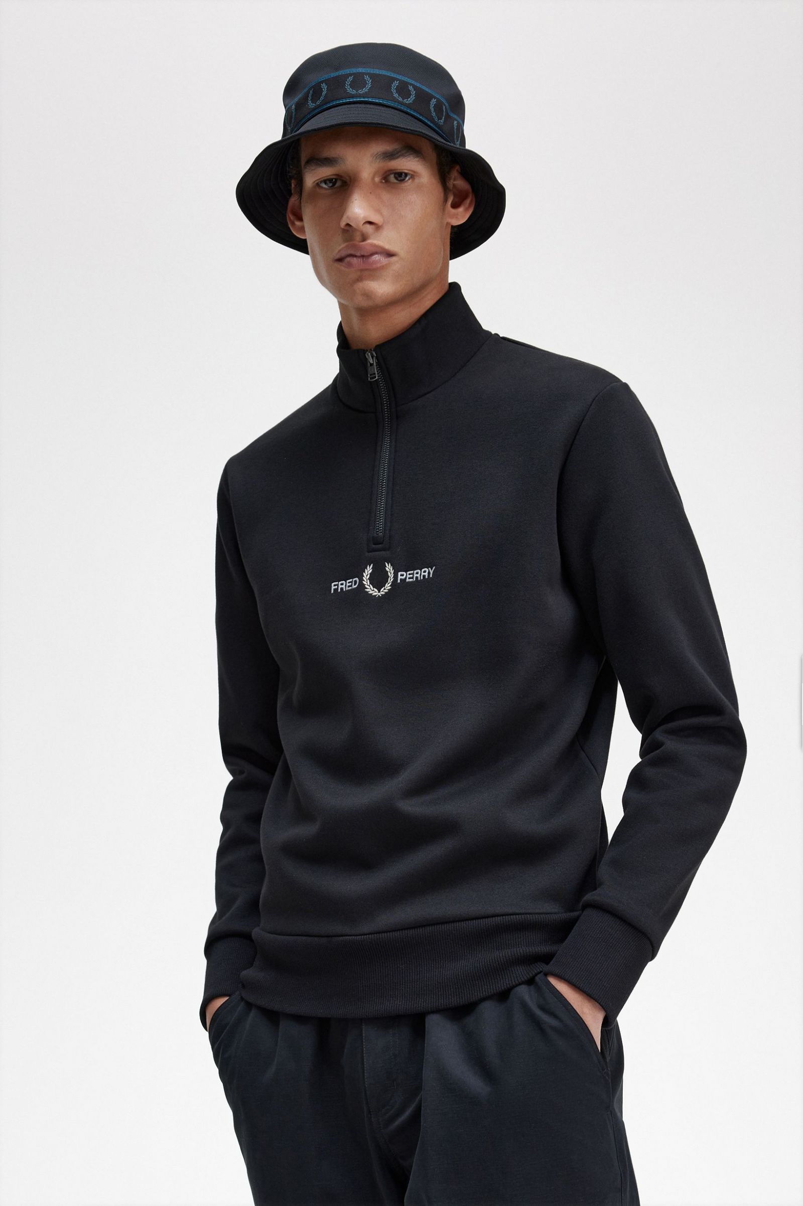 Embroidered Half Zip Sweatshirt Navy