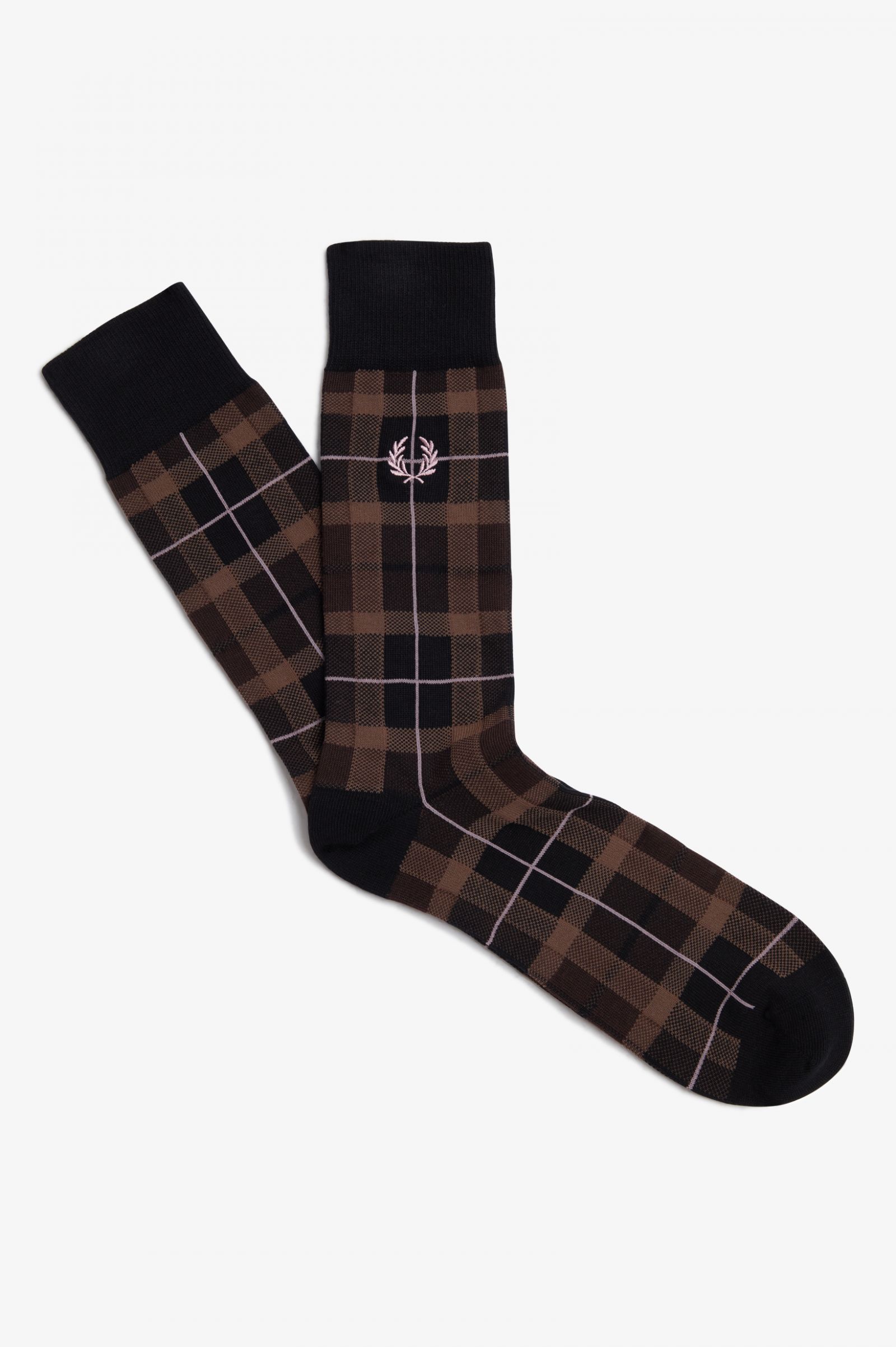 Tartan Socks Burnt Tobacco / Dark Pink