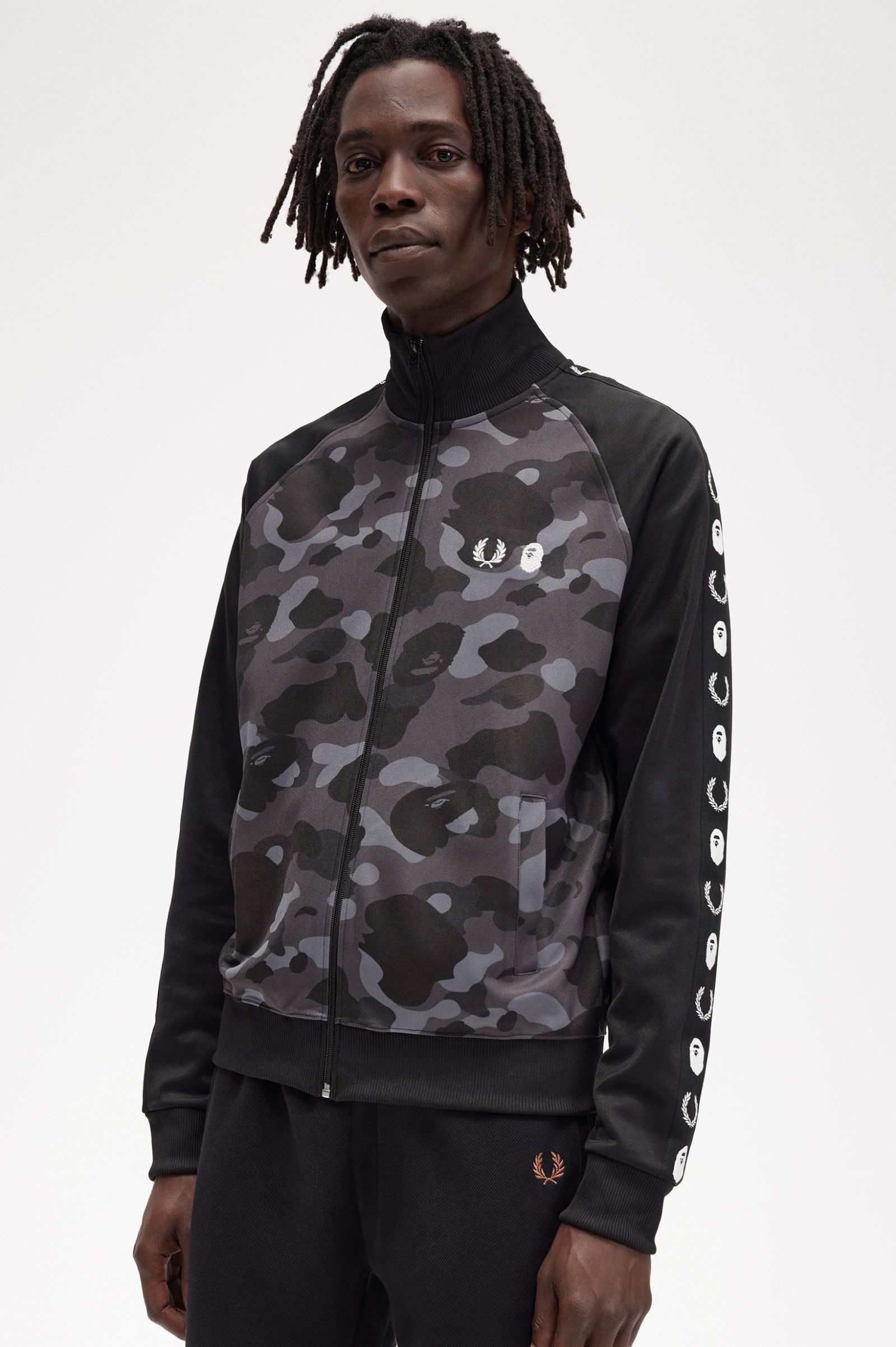 A Bathing Ape®Camouflage Panel Track Jacket Black