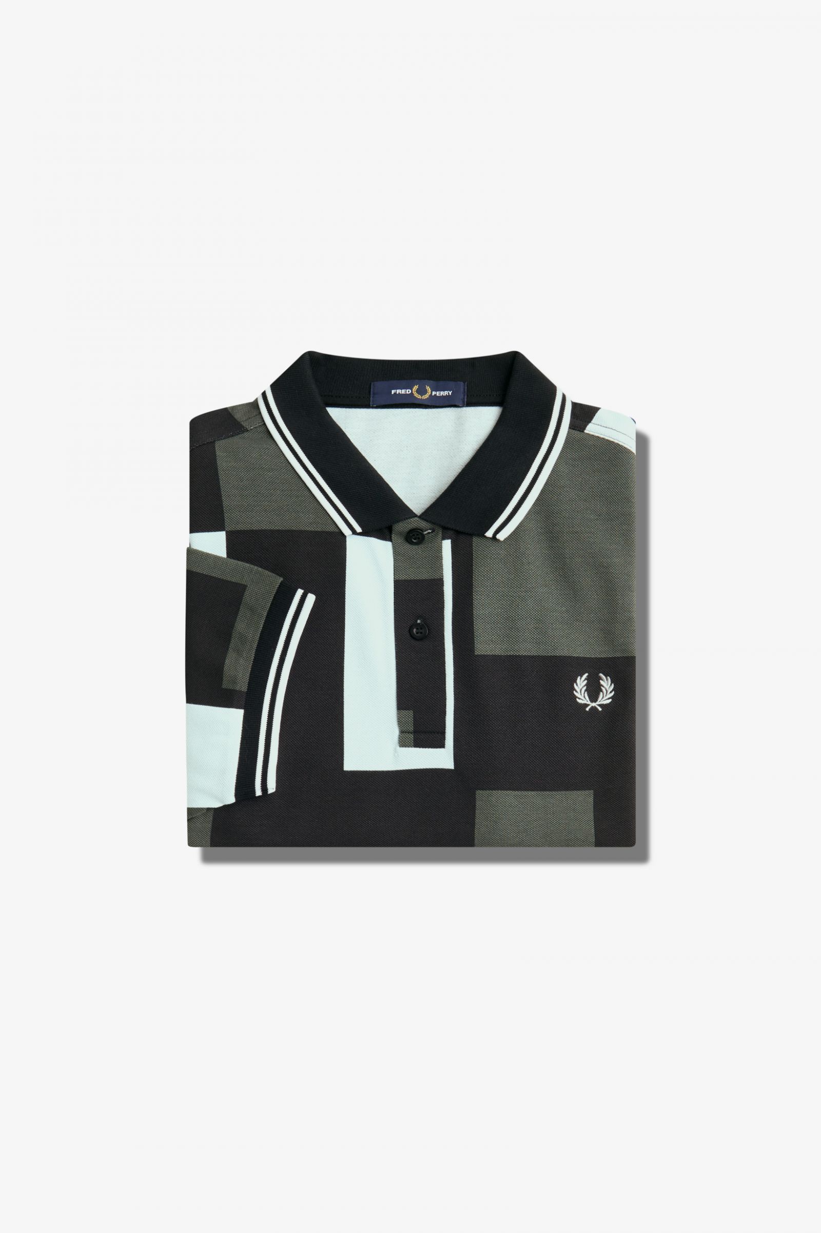 Pixel Print Fred Perry Shirt Light Ice