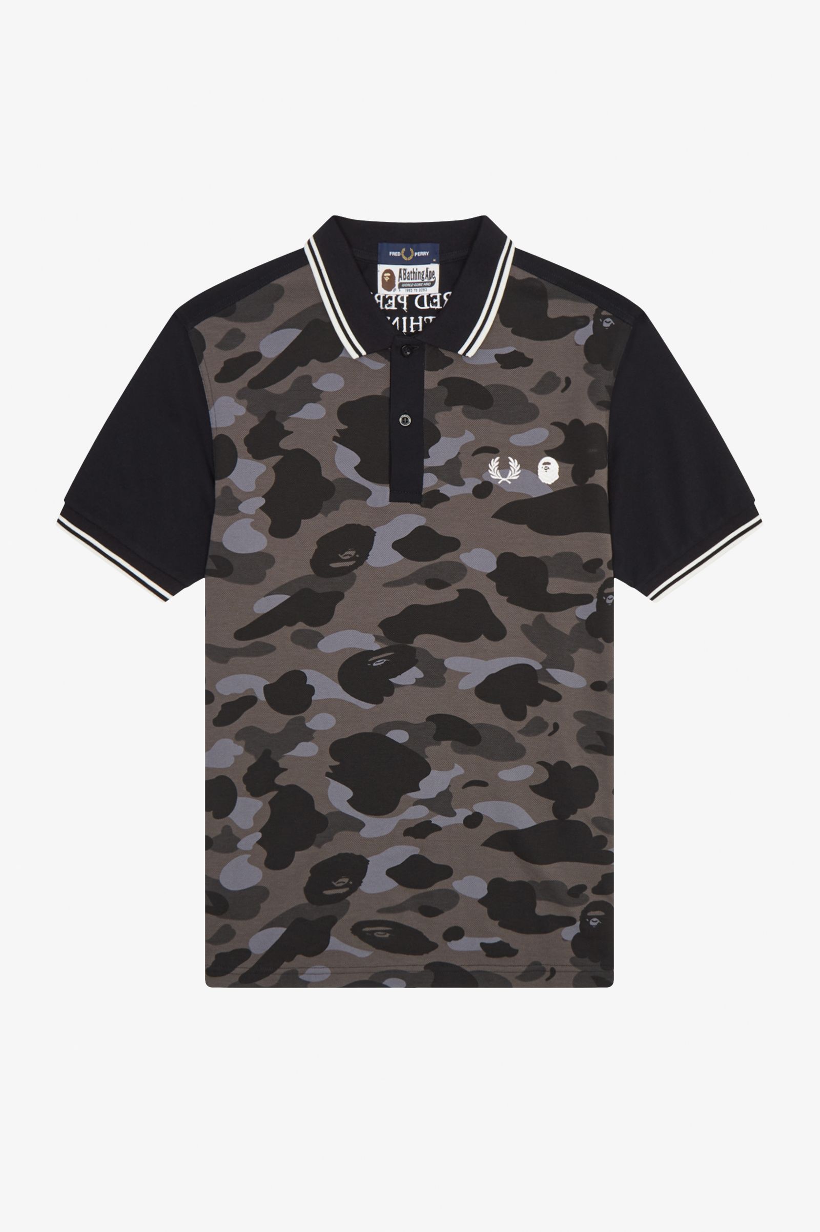 A Bathing Ape®Camouflage Fred Perry Shirt Black