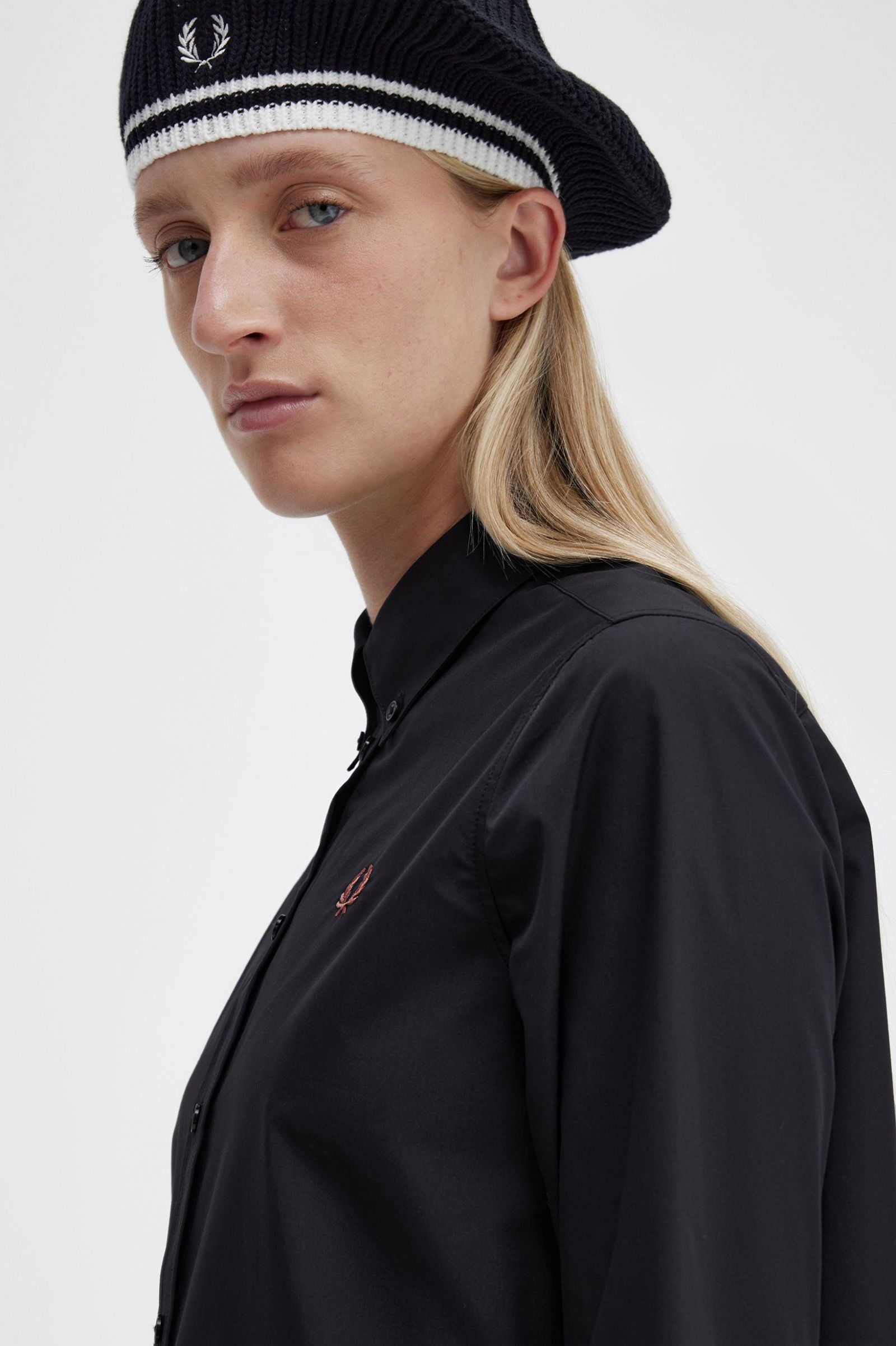 Button-Through Shirt Dress Black