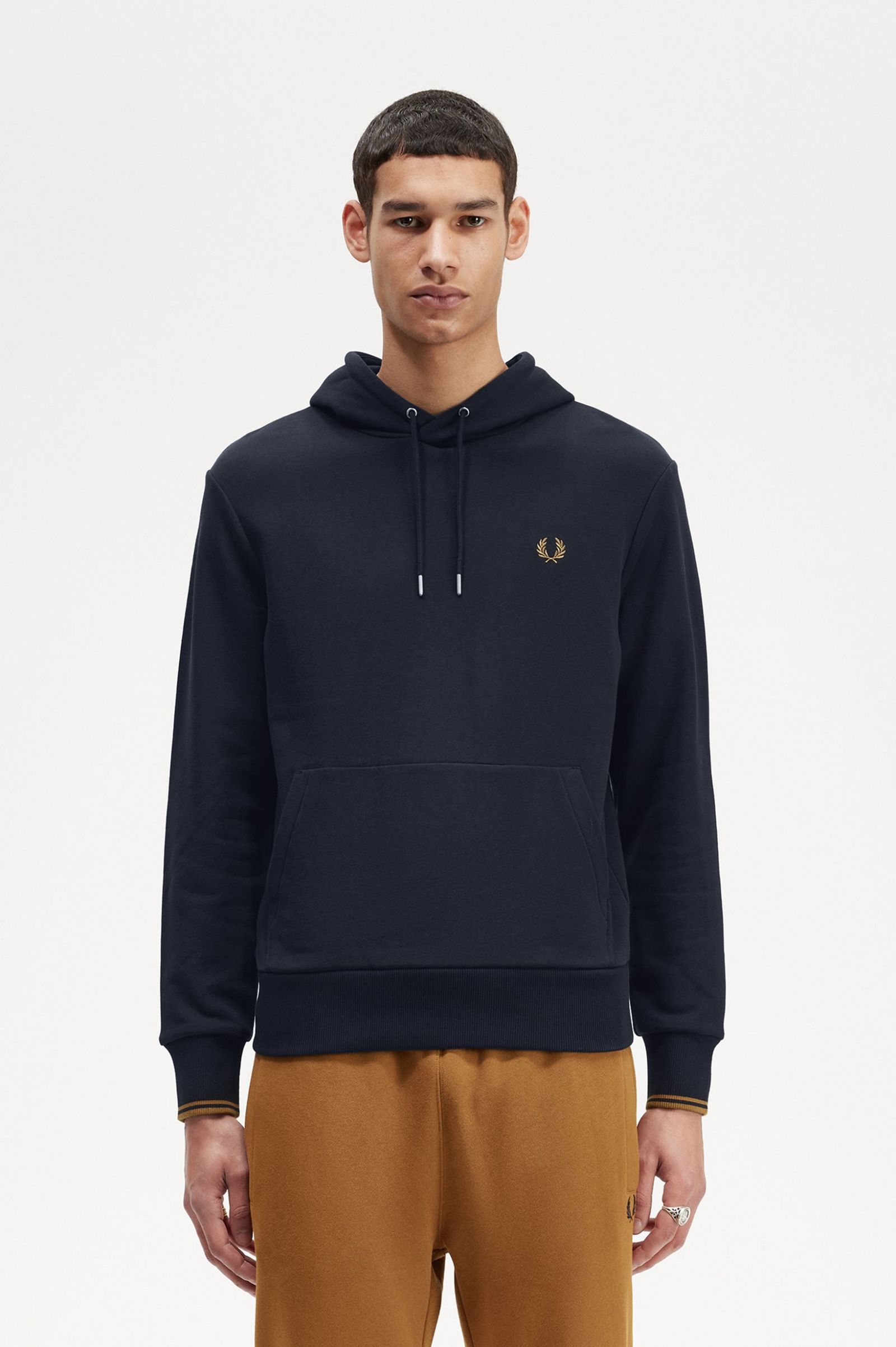 Tipped Hooded Sweatshirt Navy / Dark Caramel