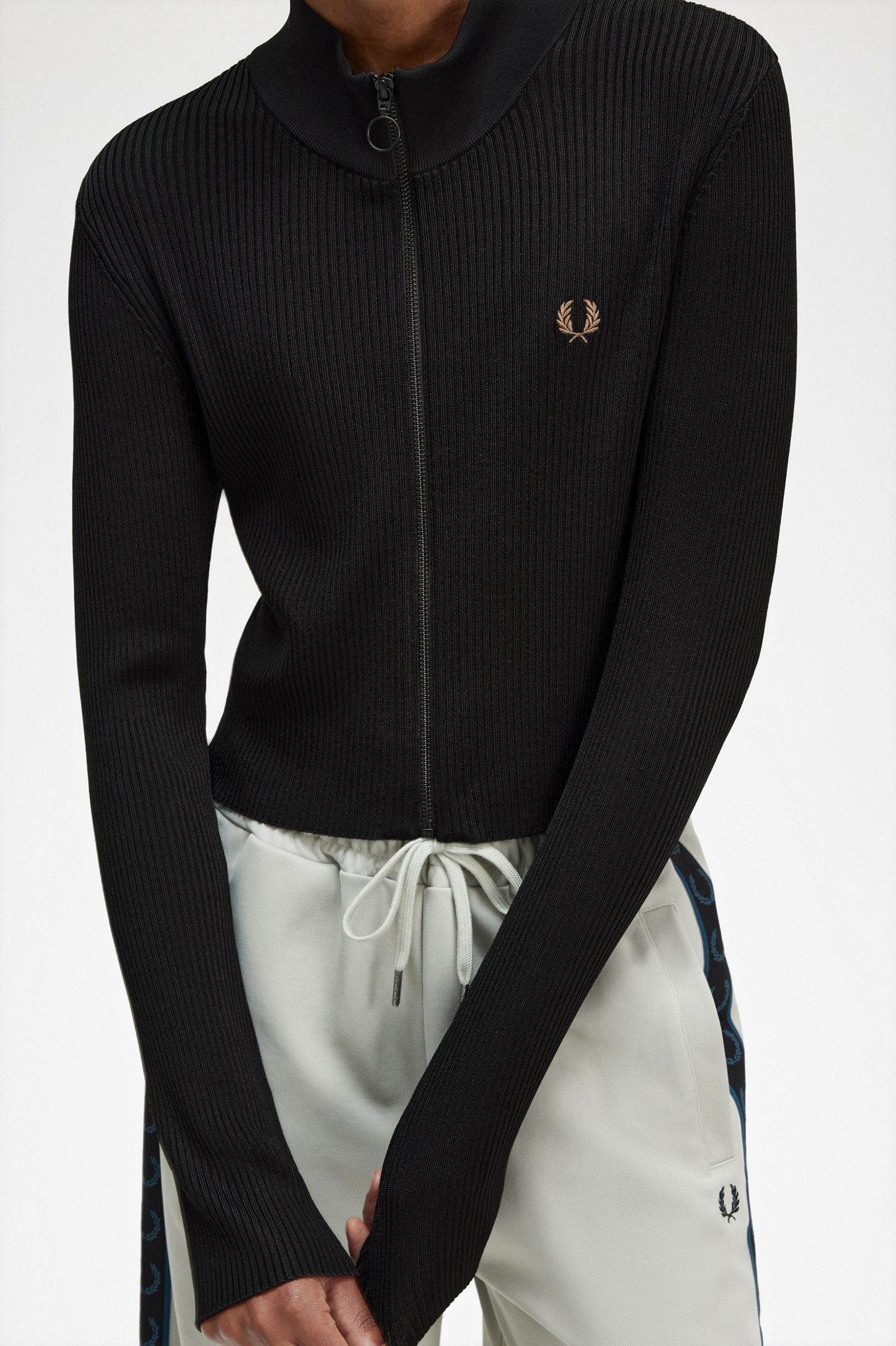 Ribbed Zip Through Jumper Black