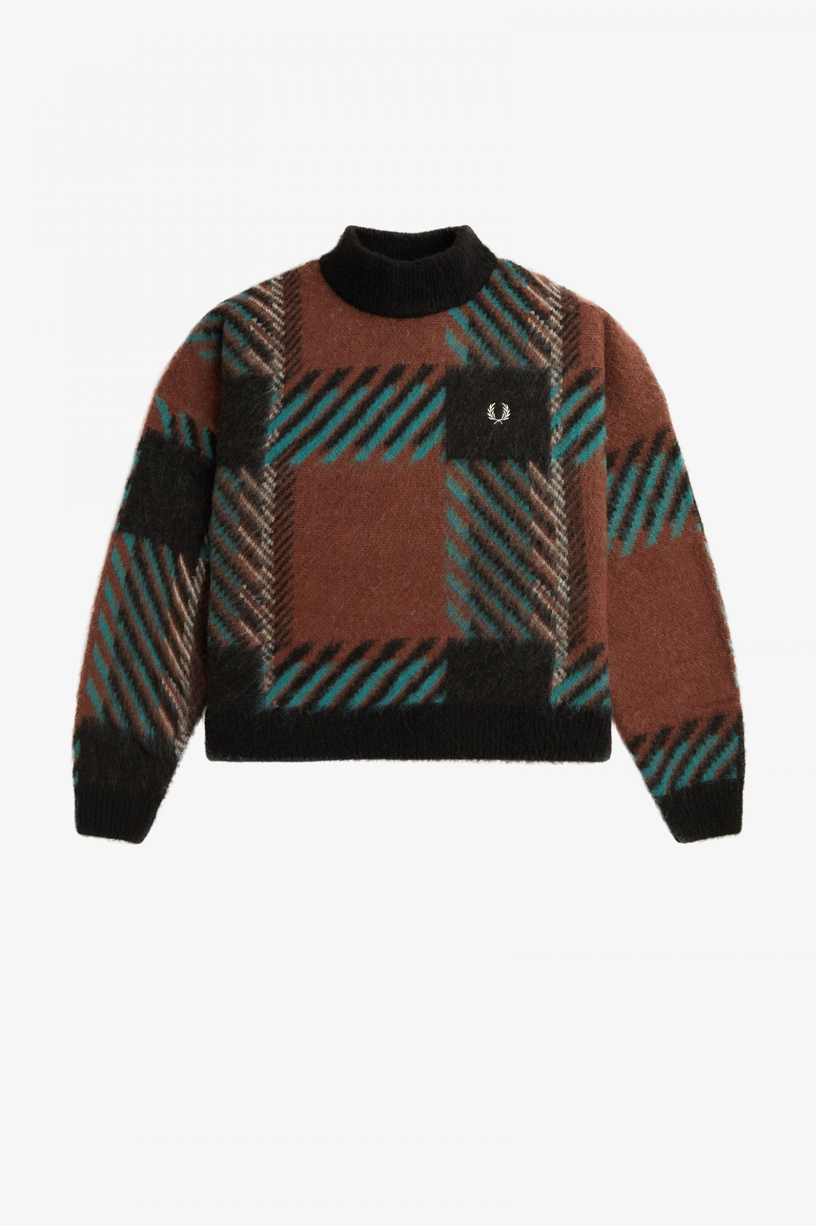 Glitch Tartan Jumper Whisky Brown