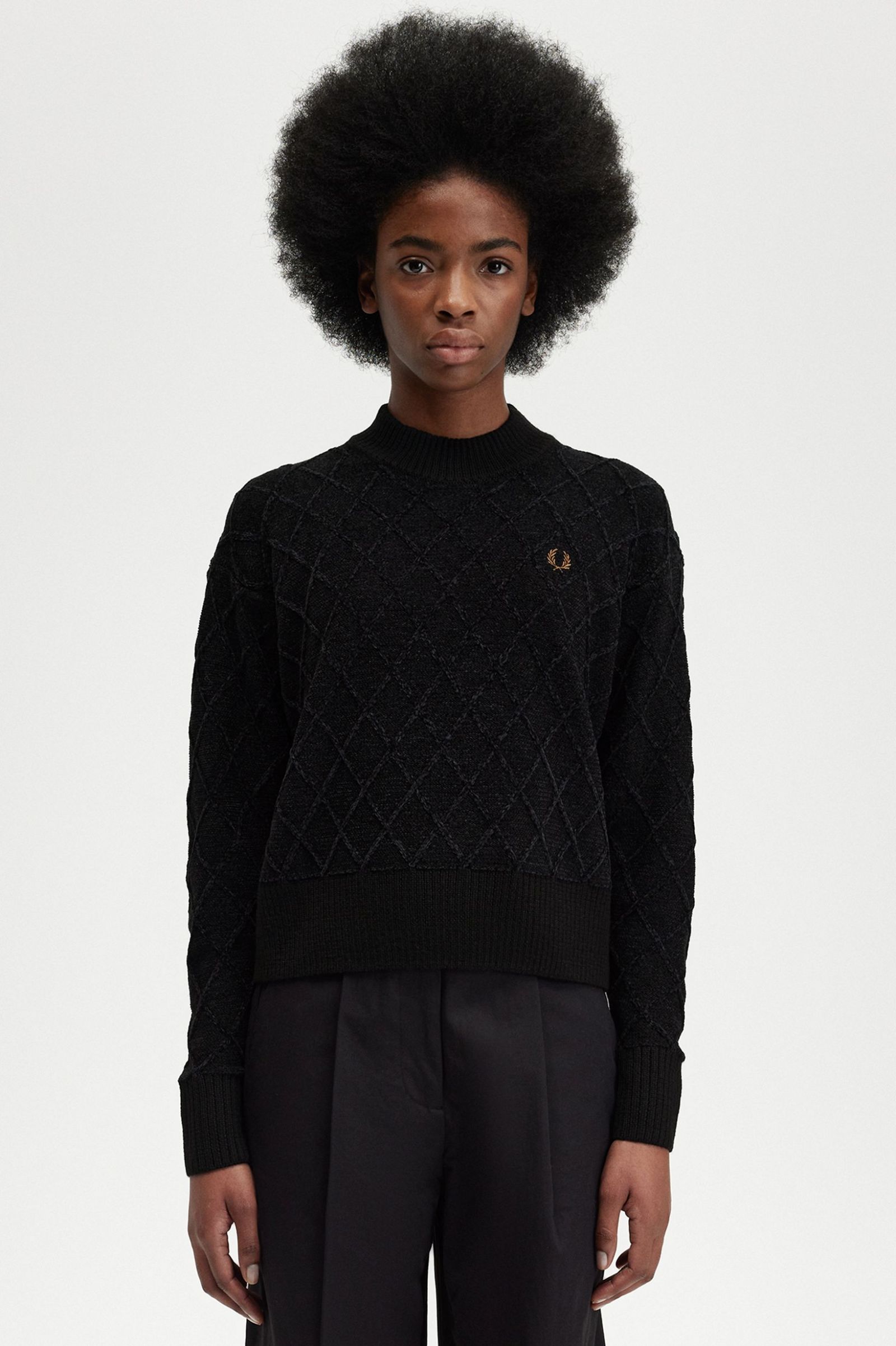 Chenille Grid Jumper Black
