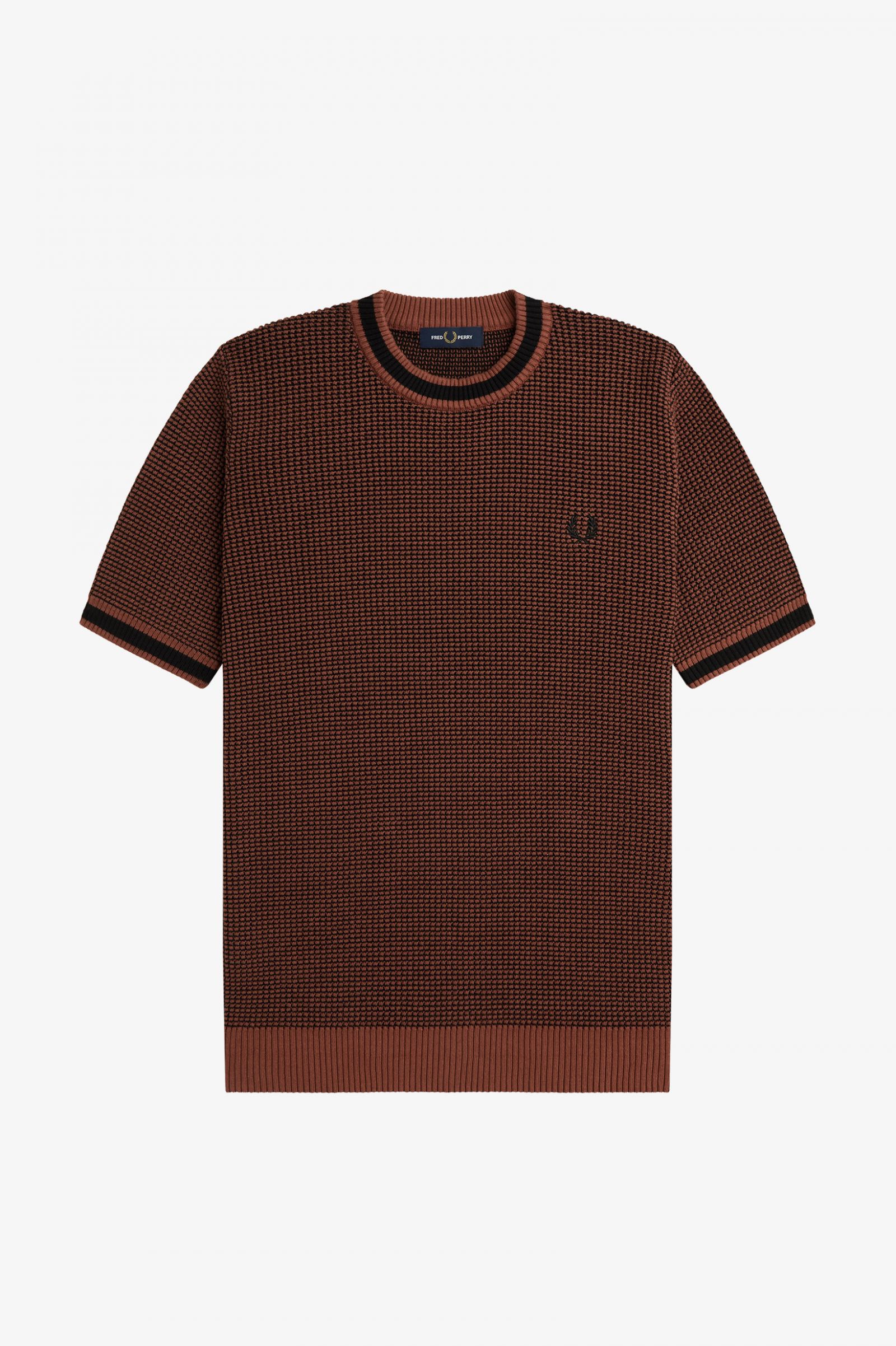 Textured Knitted T-Shirt Whisky Brown