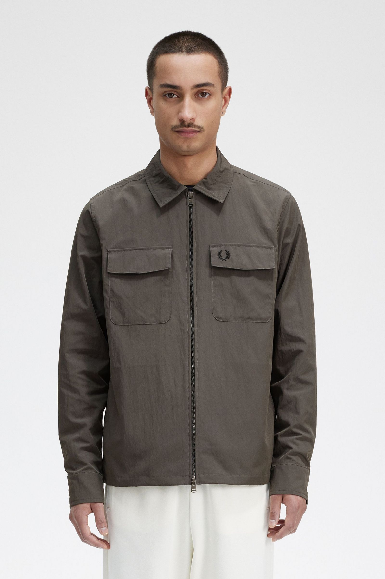 Lightweight Zip-Through Overshirt Field Green