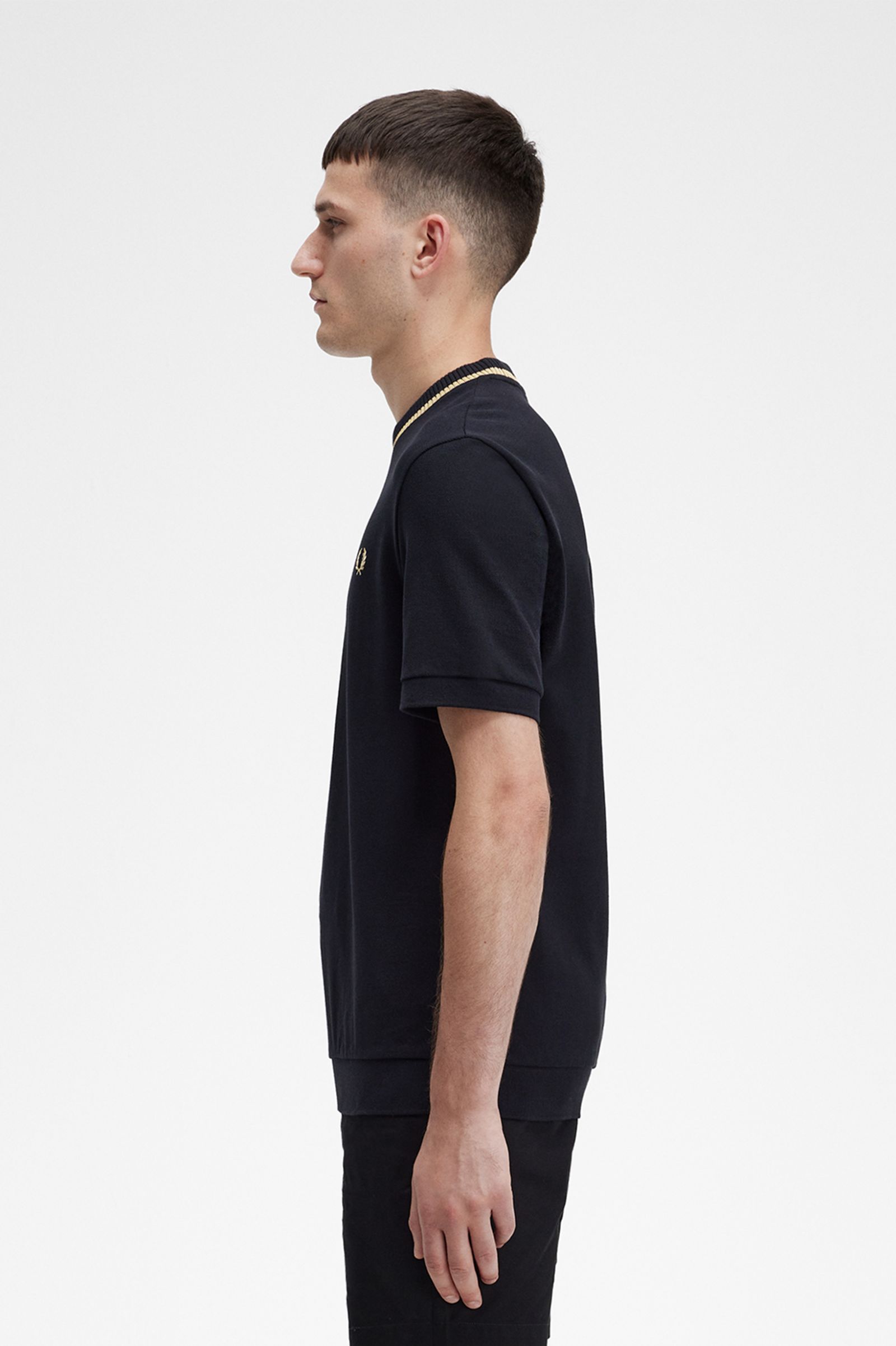 Crew Neck Piqué T-Shirt Black