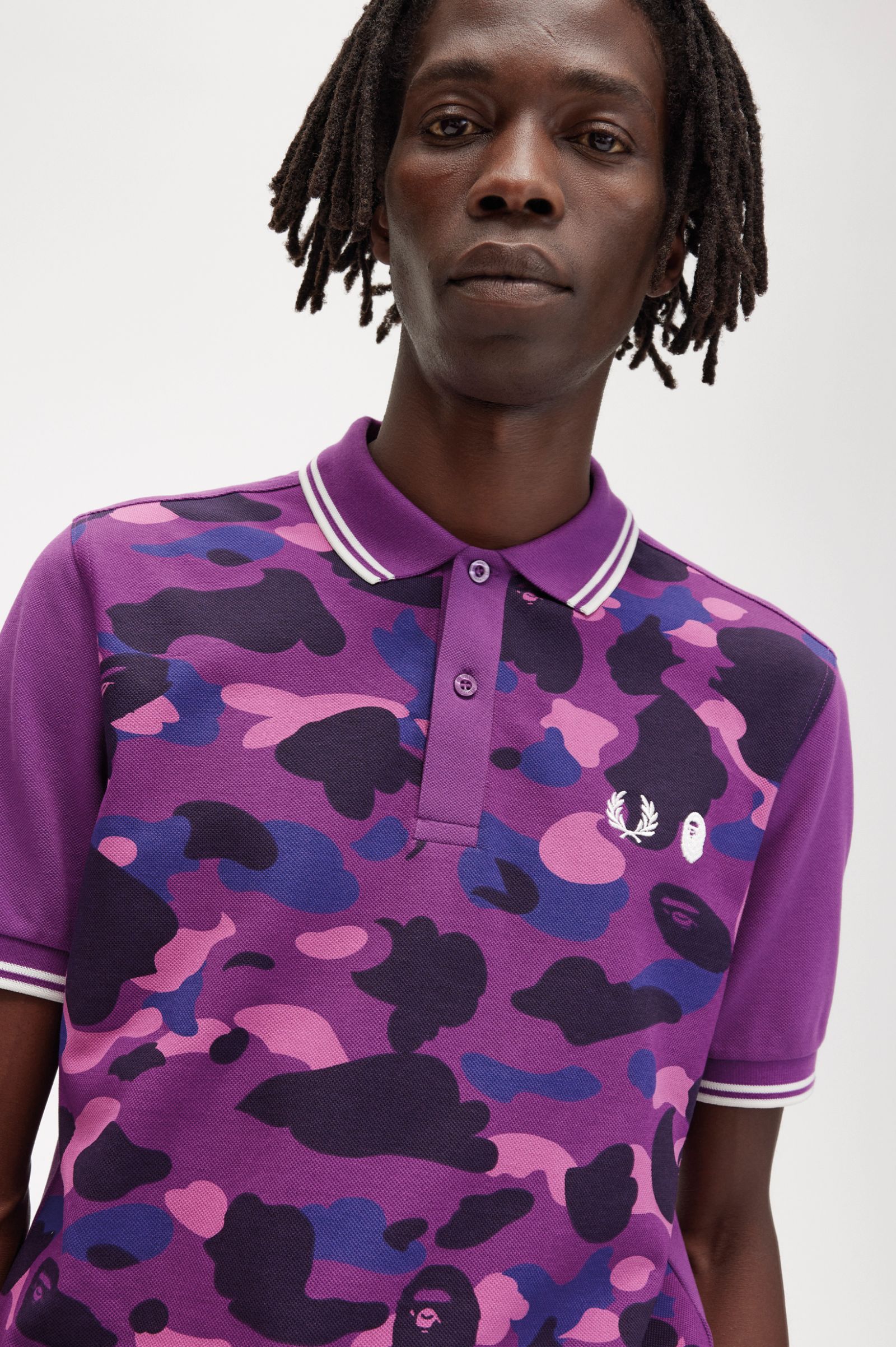 A Bathing Ape®Camouflage Fred Perry Shirt Black