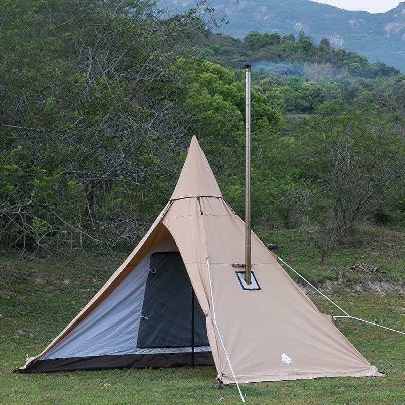YARN Plus Canvas Hot Tent | 2-4 Person Tipi Tent with Wood Stove Jack for All Season Camping