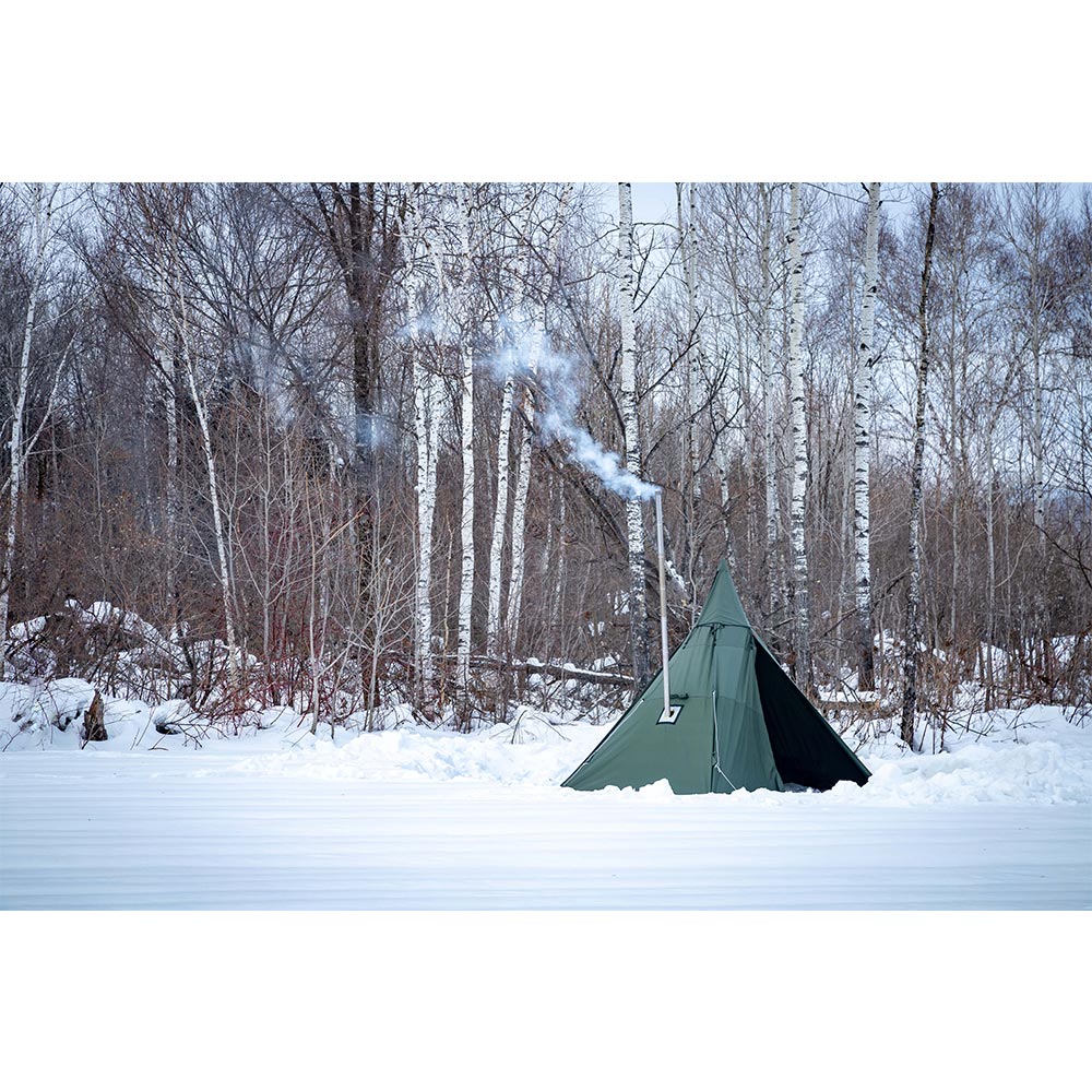 YARN Plus Canvas Hot Tent | 2-4 Person Tipi Tent with Wood Stove Jack for All Season Camping