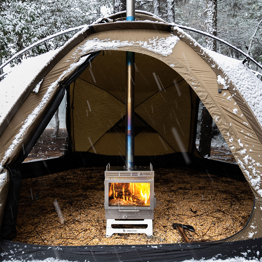 Dweller-Ti Titanium Wood Stove | Segmented Titanium Chimney Version | Zpoint & GREEN STOVE New Arrival