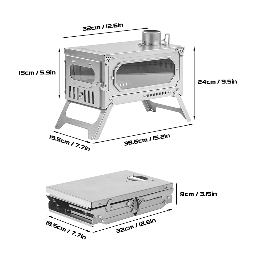 T-Brick Mini 2.0 | Portable Titanium Wood Stove for Solo Hot Tent Camping | Zpoint New Arrival