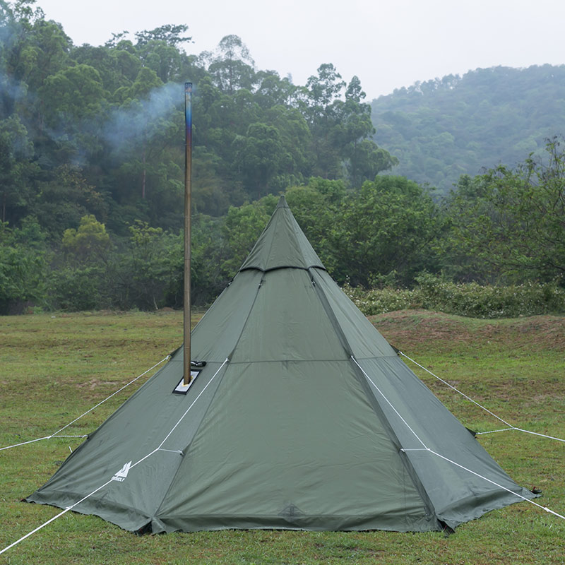 HEX Plus Camping Hot Tent | 2-6 Person Tipi Tent with Wood Stove Jack for All Season Camping