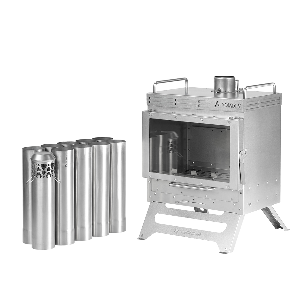 Dweller-Ti Titanium Wood Stove | Segmented Titanium Chimney Version | Zpoint & GREEN STOVE New Arrival