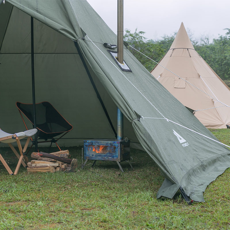 HEX Plus Camping Hot Tent | 2-6 Person Tipi Tent with Wood Stove Jack for All Season Camping