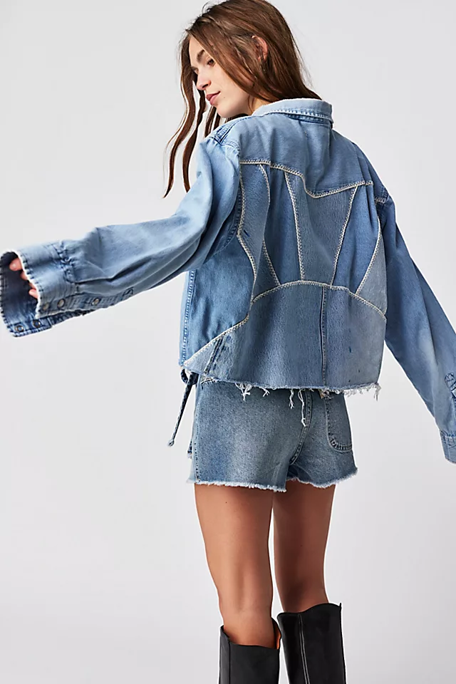 Tricia Fix Stitched Up Western Crop Top Indigo