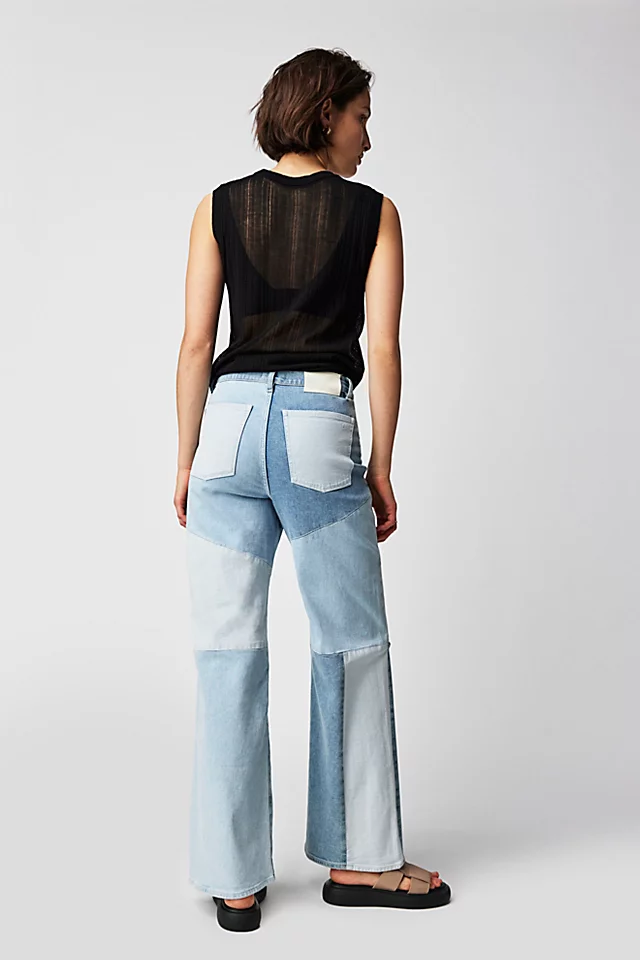 KSENIASCHNAIDER x DL1961 Relaxed Vintage Wide-Leg Jeans Patchwork