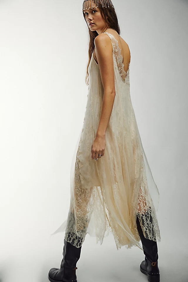 Tea Dress With Lace Ivory