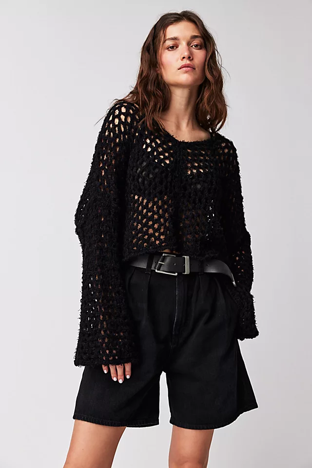 Solid Sail Away Sweater Black