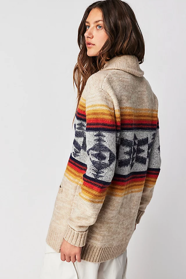 Heritage Shetland Cardi Natural Stone Multi