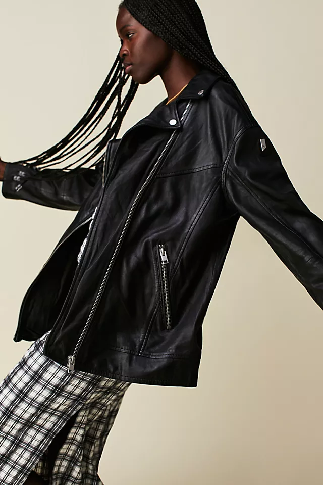 Mauritius Yori Boyfriend Leather Jacket Black