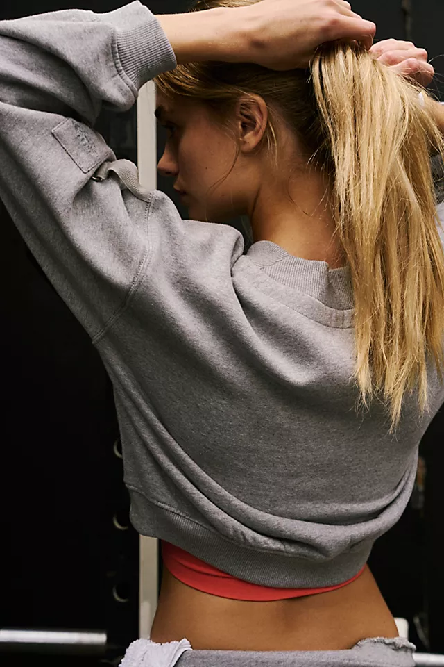 Varsity Crop Pullover Heather Grey