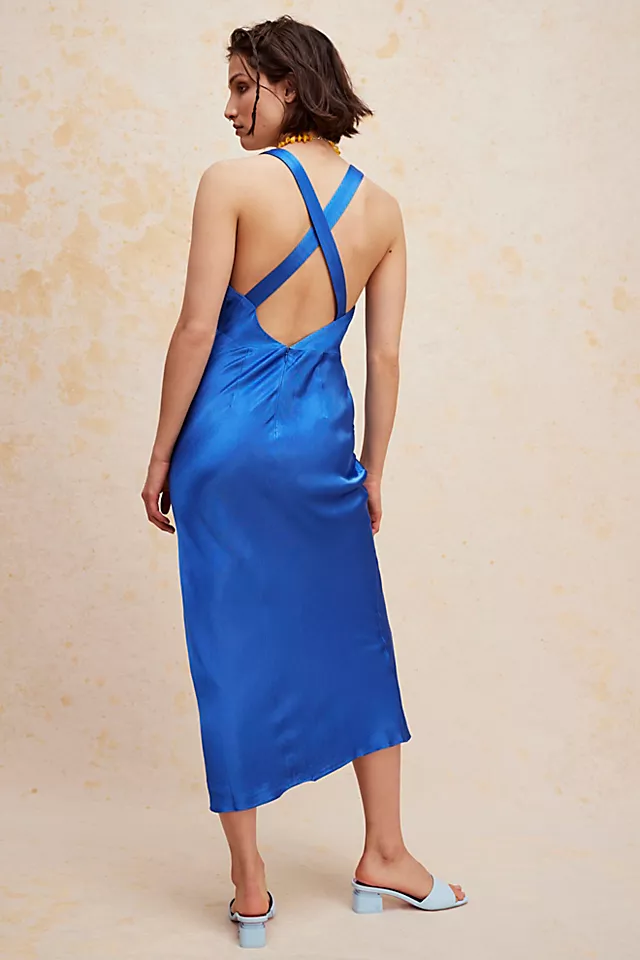 Shona Joy Oliviera Cross Back Midi Dress Strong Blue