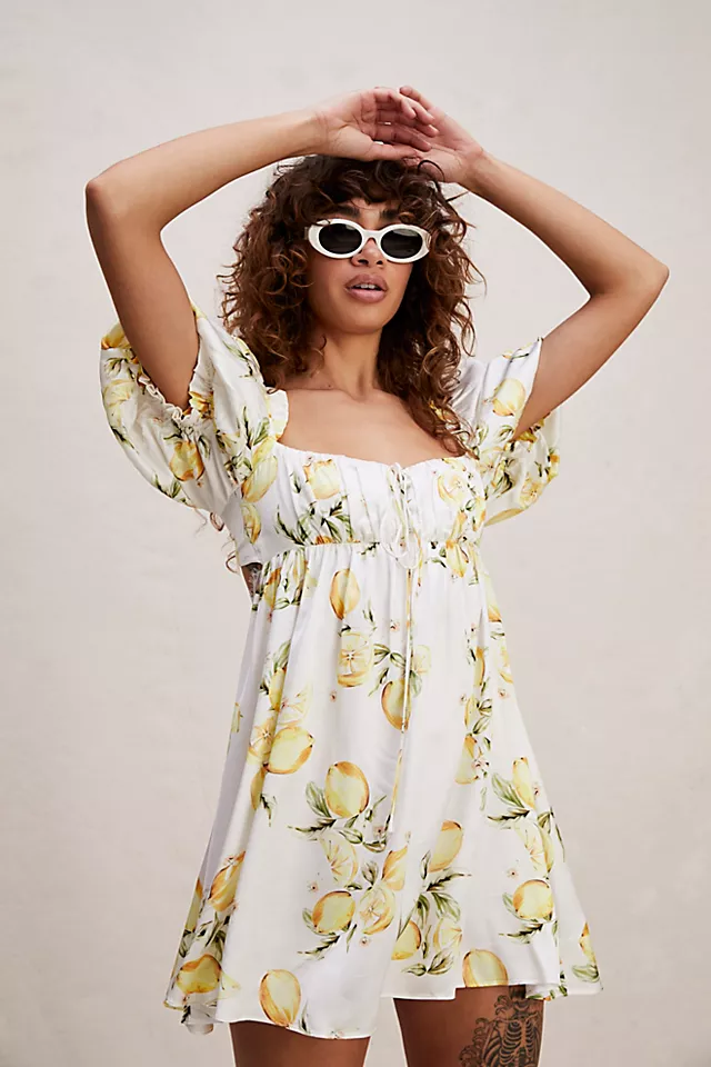 For Love & Lemons Candice Mini Dress Yellow