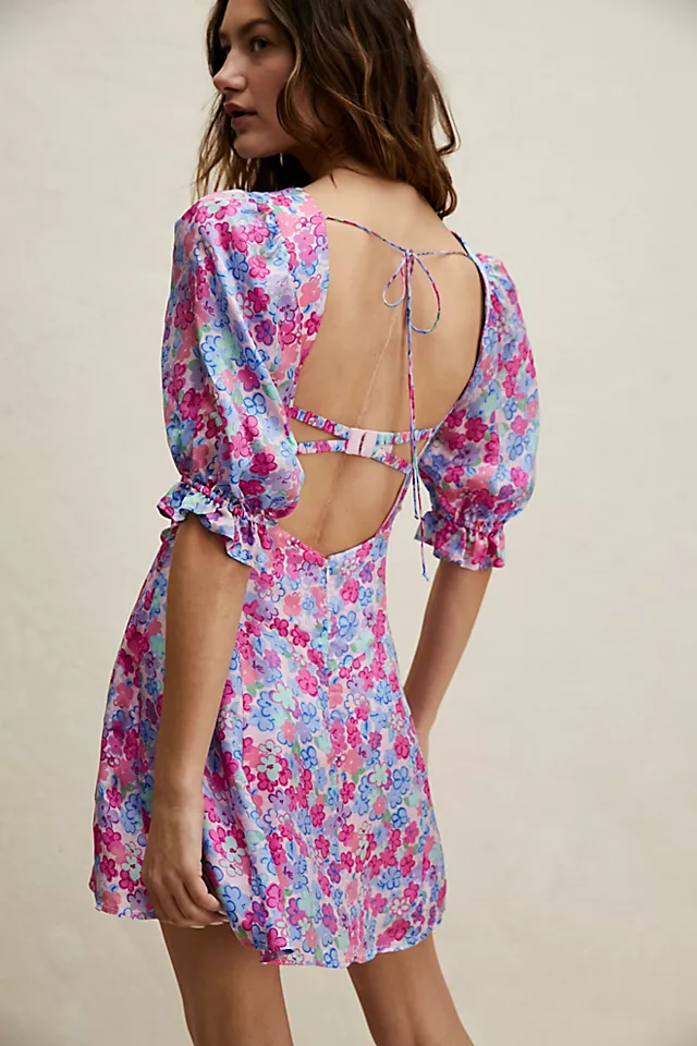 For Love & Lemons Angie Mini Dress Blue