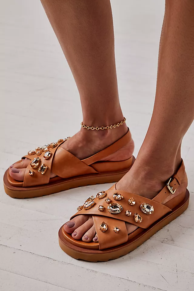 Rock Candy Embellished Sandals Tan