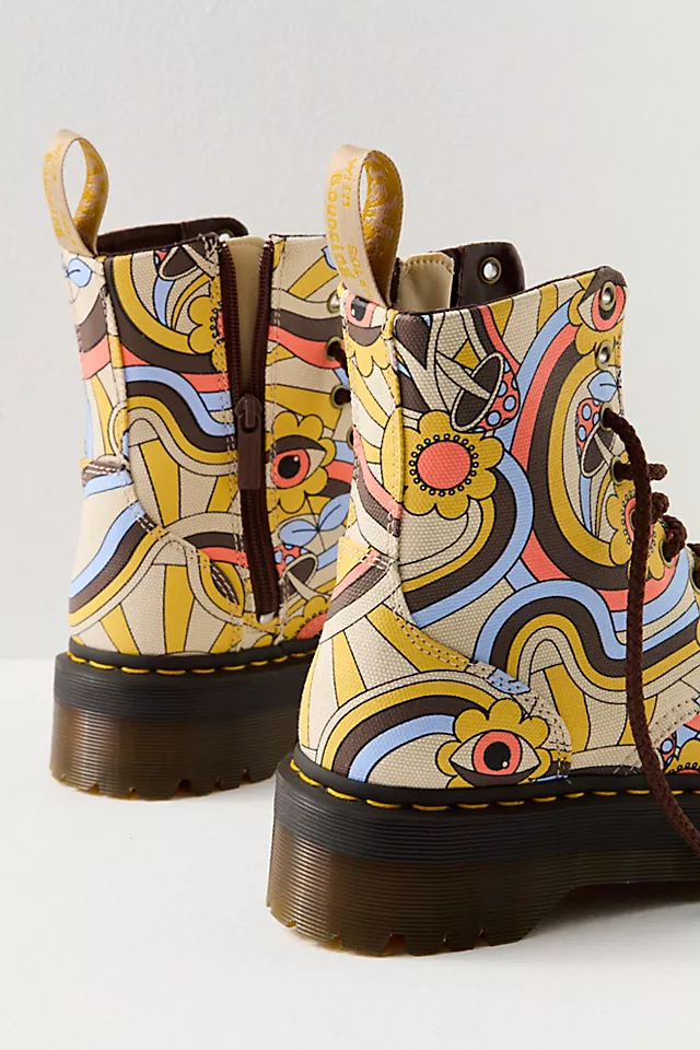 Dr. Martens Vegan Jadon II Lace-Up Boots Parchment Beige Canvas