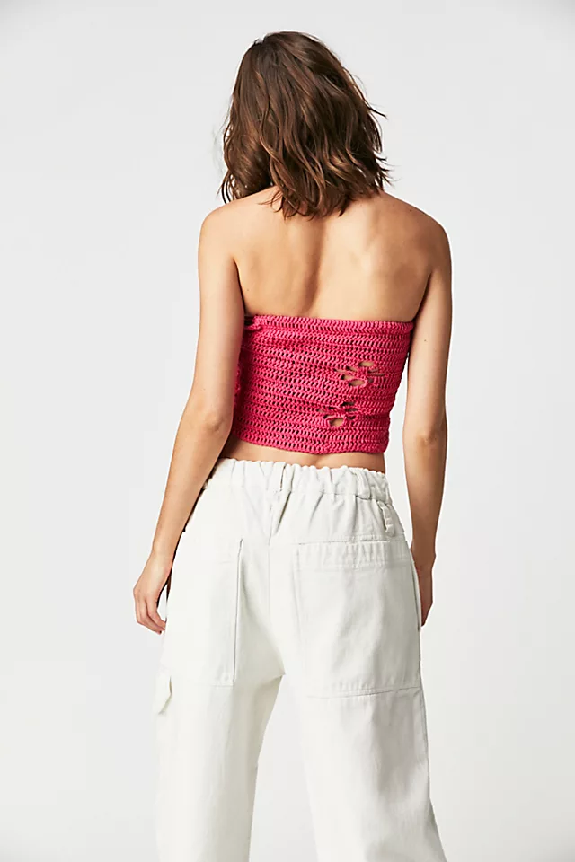 Tach Jane Crochet Tube Top Pink