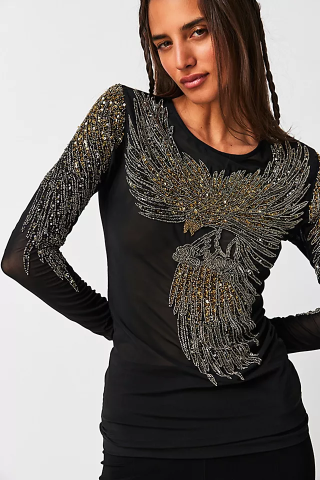 Any Old Iron Beaded Eagle Top Black