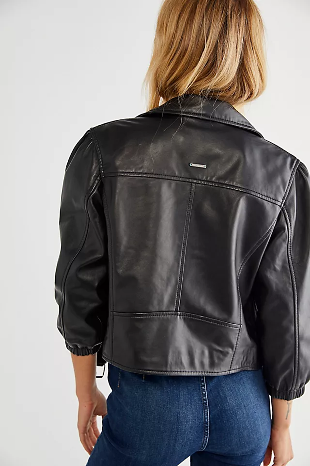 Betty Crop Leather Jacket Black