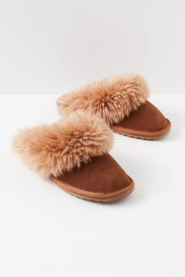 Emu X Free People Jolie Curly Slides Chestnut