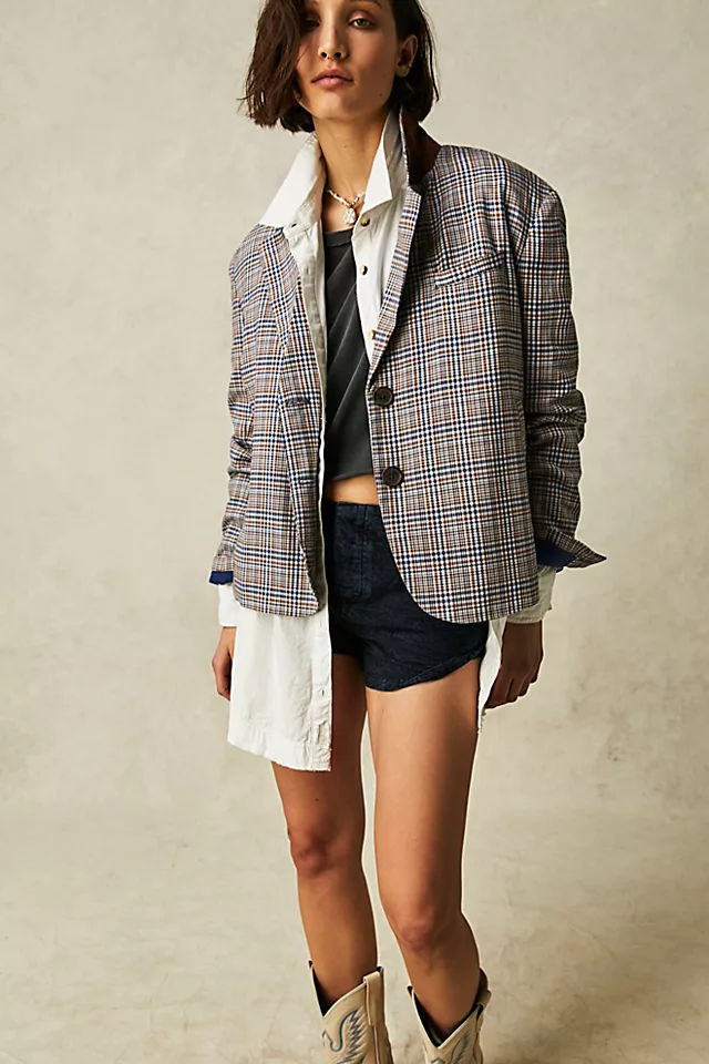 Cali Plaid Blazer Blue Combo