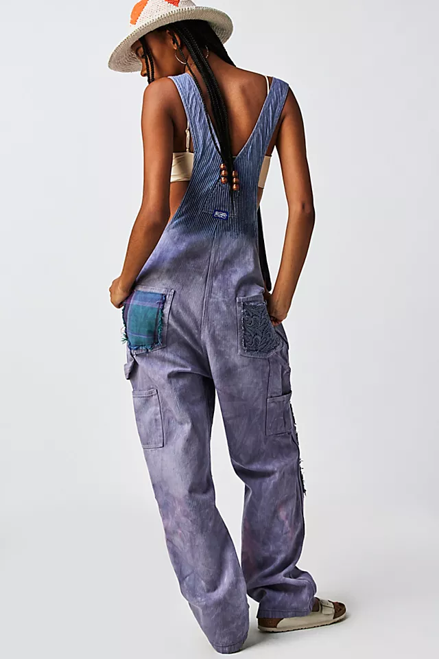 Tricia Fix Hickory Stripe Overalls Washed Blue