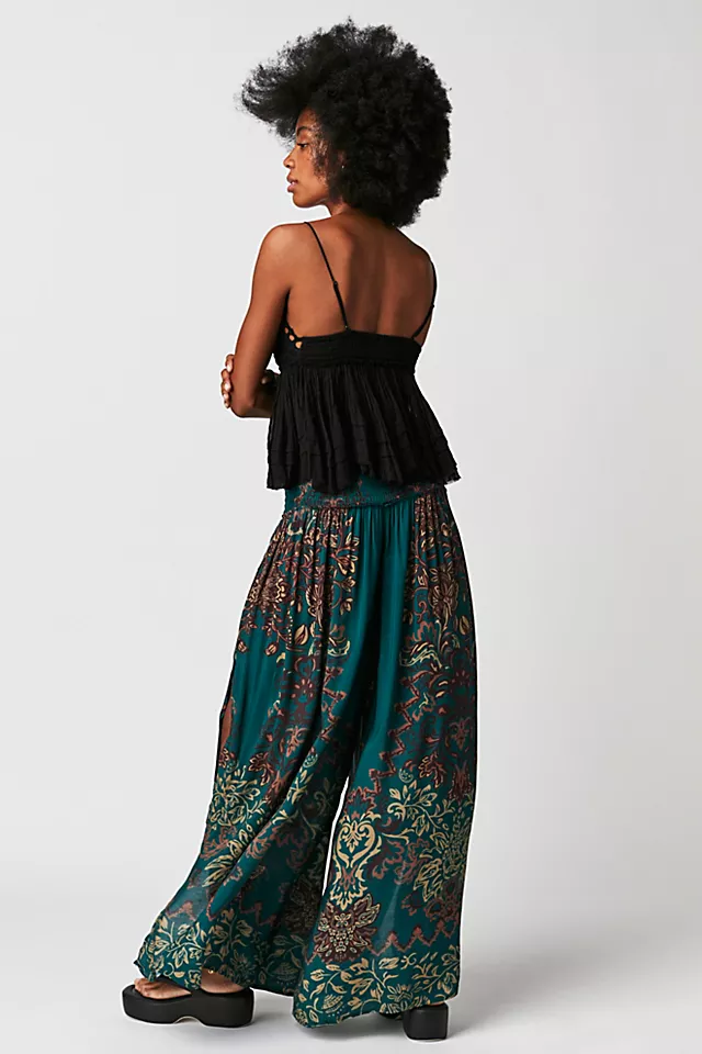 Sweet Arrival Wide-Leg Pants Teal Combo