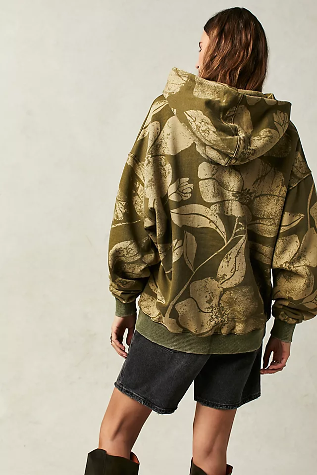 It's A Vibe Printed Hoodie Olive Combo